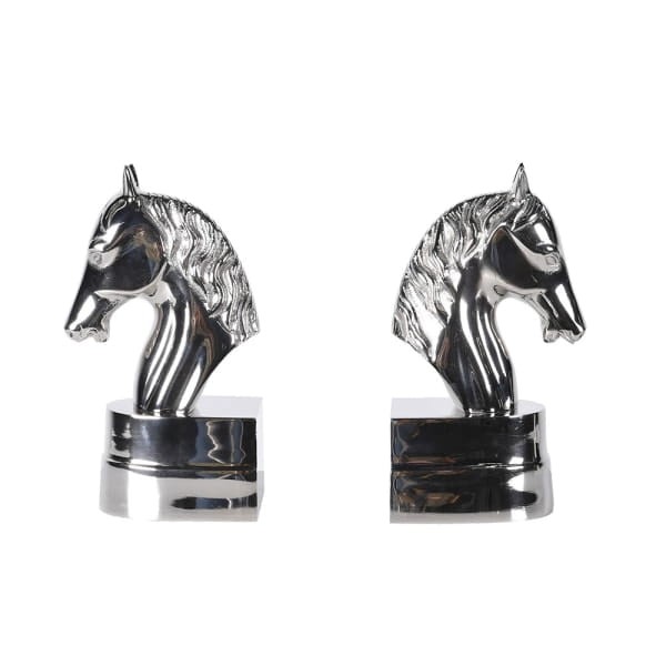 Srebrne podpórki do książek Horse Silver koń bookend aluminium