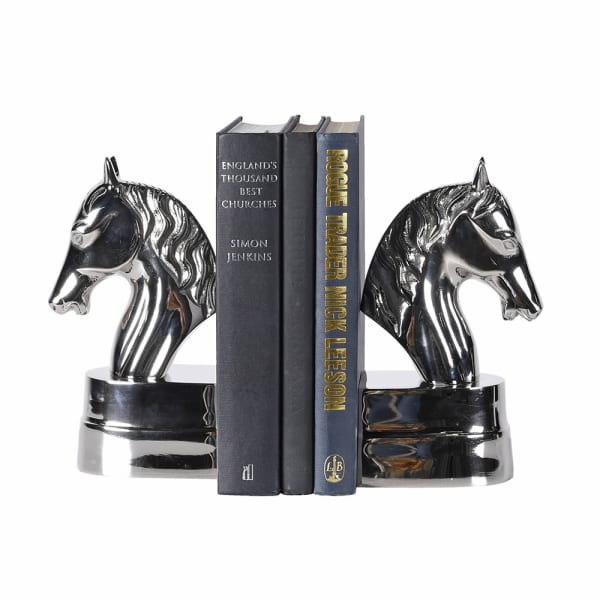 Srebrne podpórki do książek Horse Silver koń bookend aluminium