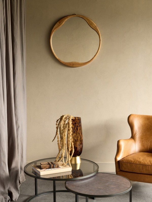 Lustro okrągłe Boho Natural w drewnianej ramie 70 cm okrągłe lustro na ścianę