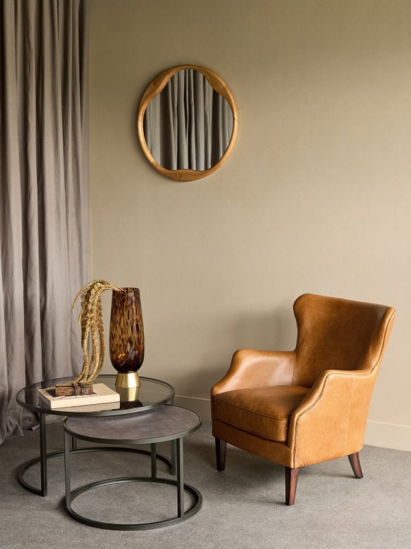 Lustro okrągłe Boho Natural w drewnianej ramie 70 cm okrągłe lustro na ścianę