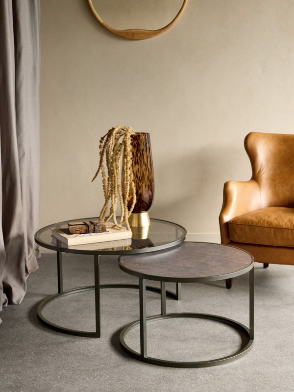 Dwa stoliki kawowe Lyrics 79 cm komplet dwa stoliki czarne okrągłe