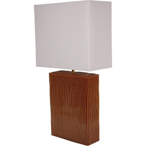 Lampa stołowa Rust 70 cm ceramiczna podstawa pomarańczowa beżowy abażur