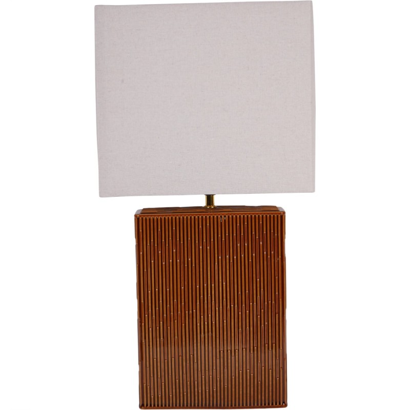 Pomarańczowa lampa stołowa Rust 70 cm ceramiczna podstawa pomarańczowa beżowy abażur