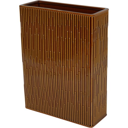 Wazon ceramiczny Rust 35 cm – pomarańczowy wazon stołowy z żłobioną powierzchnią