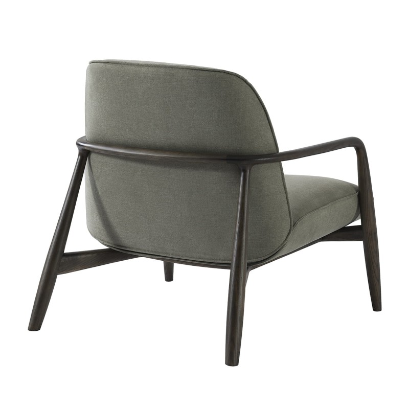 Zielony fotel do salonu z drewnianą ramą - fotel w stylu retro