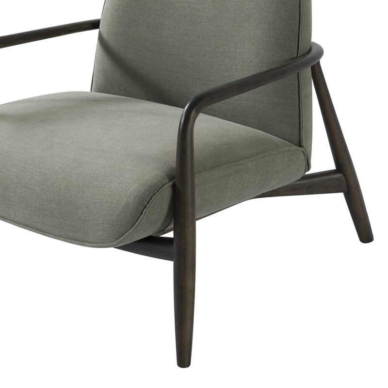 Fotel Retro Green – zielony fotel do salonu z drewnianą ramą