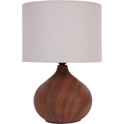 Lampa stołowa Arti 40 cm podstawa w kolorze drewna kremowy abażur