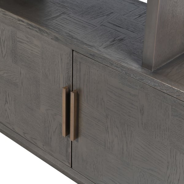 Biblioteczka dębowa Camile Oak – luksusowy regał z szafkami do salonu