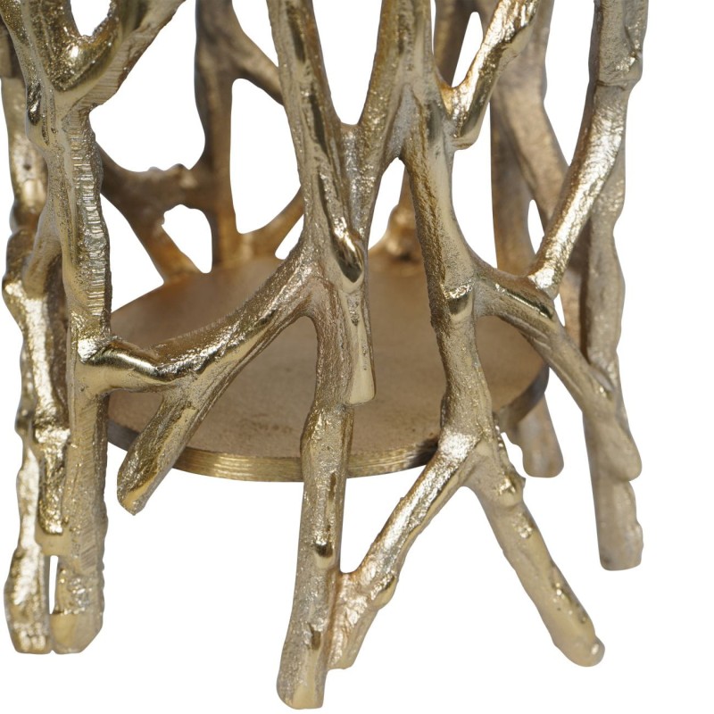 Złoty świecznik Sloane Gold 28,5 cm złoty metalowy świecznik rzeźbiony