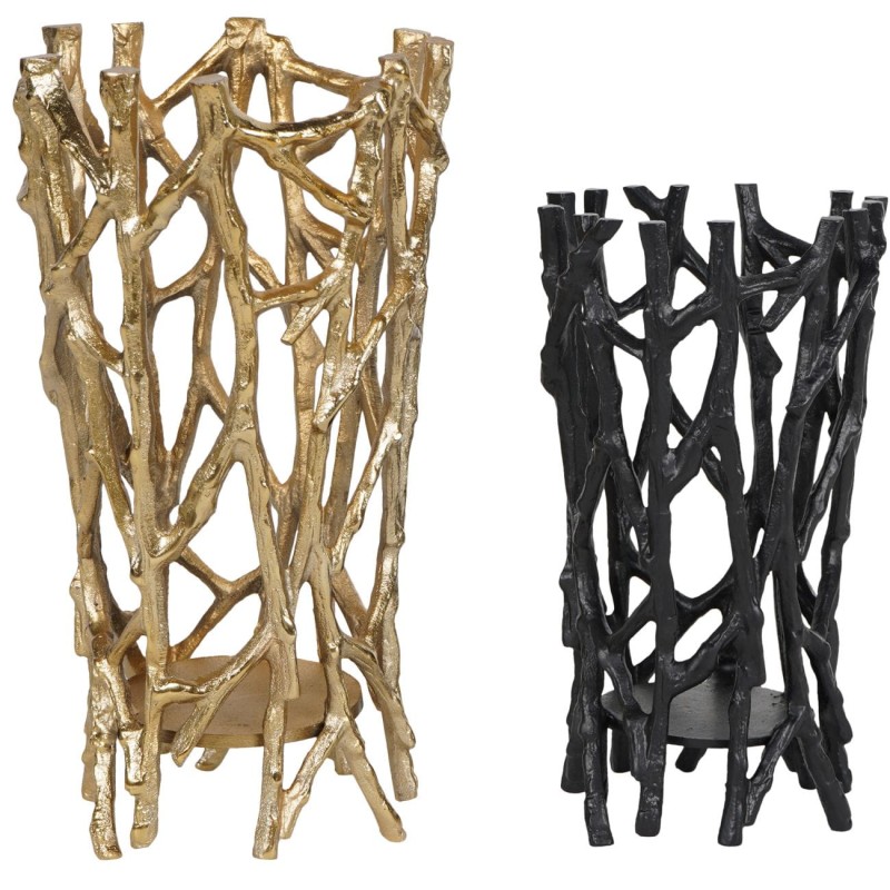 Świecznik Sloane Black 23 cm czarny metalowy świecznik rzeźbiony