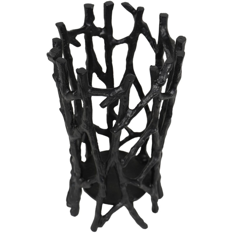 Świecznik Sloane Black 23 cm czarny metalowy świecznik rzeźbiony