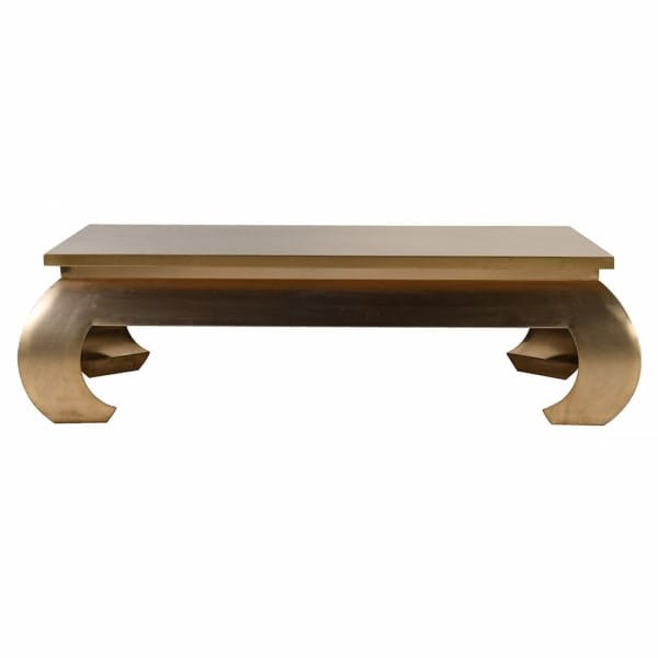 Złoty stolik kawowy Belgrave Gold 140x80 cm stal nierdzewna ława do salonu