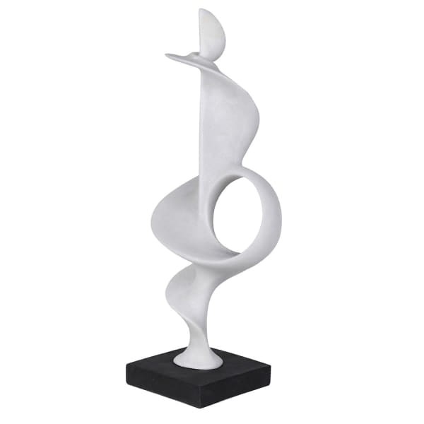 Rzeźba abstrakcyjna Maldon White 70 cm żywica biel i czerń abstrakcja