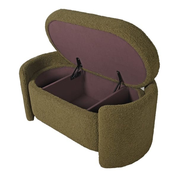 Skrzynia ławka Luxury Olive 112 cm tkanina boucle bukla zieleń oliwkowa