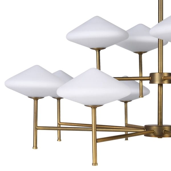 Lampa sufitowa White Mushroom Large 100 cm klosze mleczne szklane żyrandol złota rama