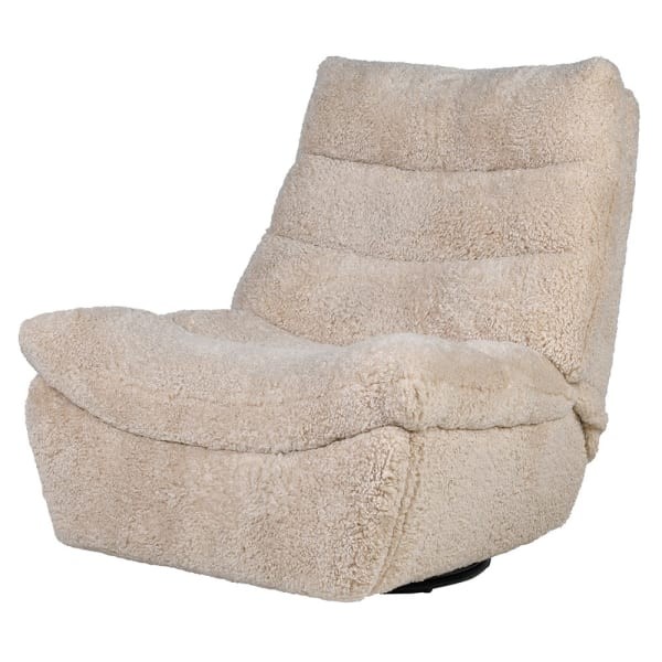 Fotel Kingham Shearling - fotel ze sztucznej owczej skóry 103 cm designerski fotel do salonu