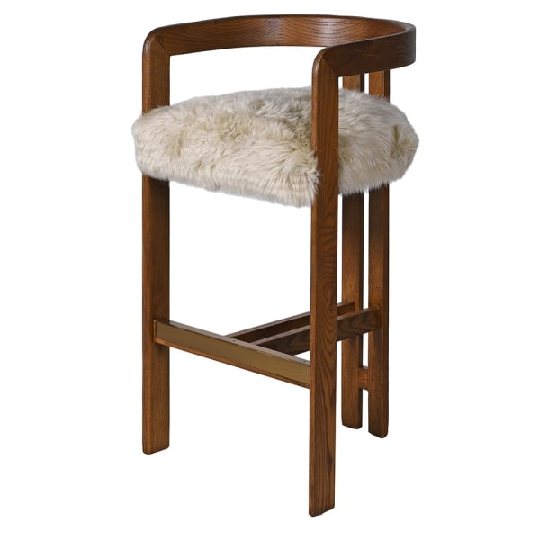 Hoker barowy Lyall Sheepskin z litego dębu i skóry owczej