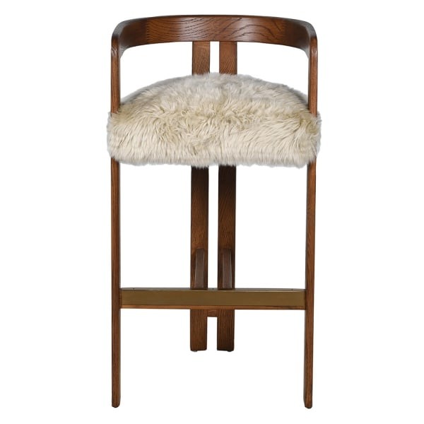 Dębowy hoker Lyall Sheepskin z kremowym siedziskiem