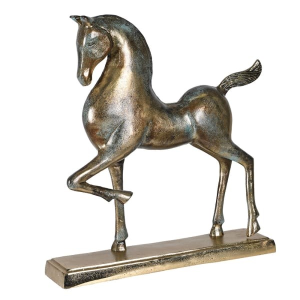 Złota rzeźba Horse Gold 53 cm złoty koń dekoracja na podstawie