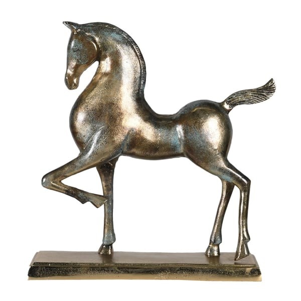 Złota rzeźba Horse Gold 53 cm złoty koń dekoracja na podstawie