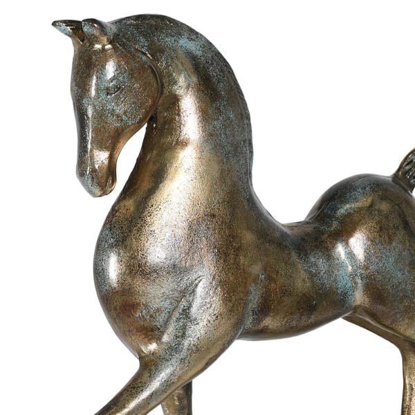 Złota rzeźba Horse Gold 53 cm złoty koń dekoracja na podstawie