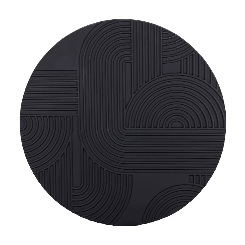 Czarny dysk na ścianę Bromley 90 cm średnicy obraz okrągły czerń zdobiona faktura drewno