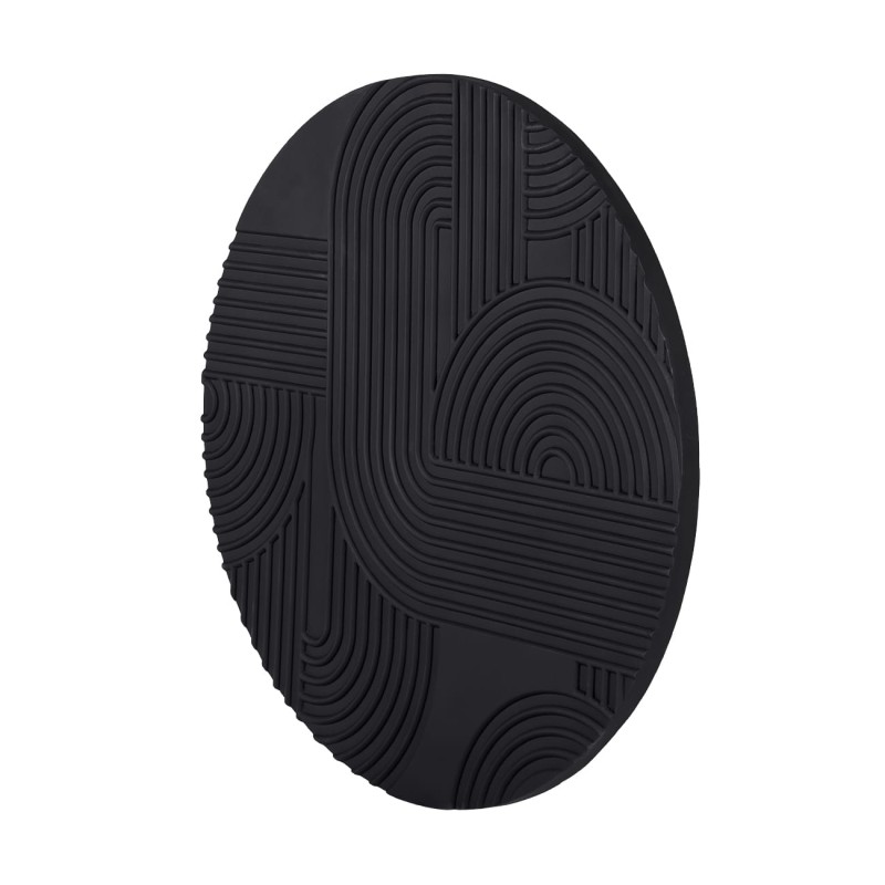 Czarny dysk na ścianę Bromley 90 cm średnicy obraz okrągły czerń zdobiona faktura drewno