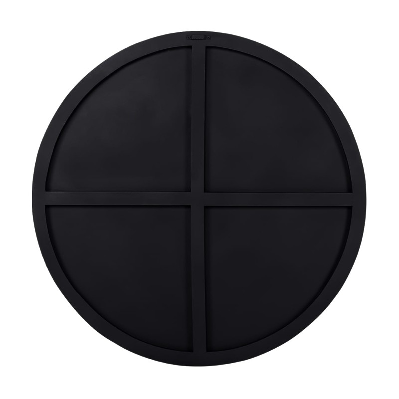 Czarny dysk na ścianę Bromley 90 cm średnicy obraz okrągły czerń zdobiona faktura drewno