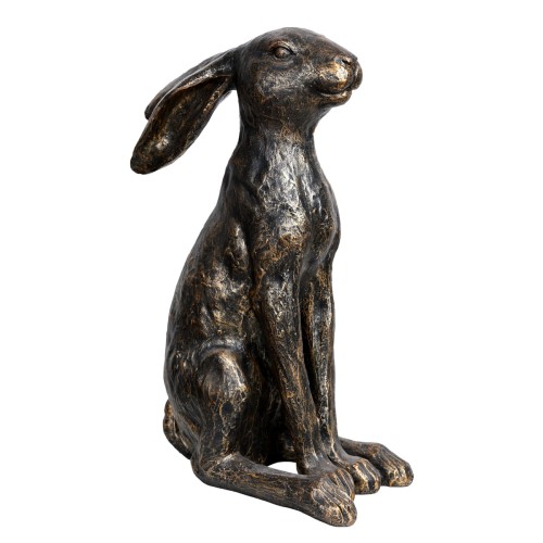 Rzeźba zająca Hare Bronze 46 cm – dekoracyjna figurka z żywicy