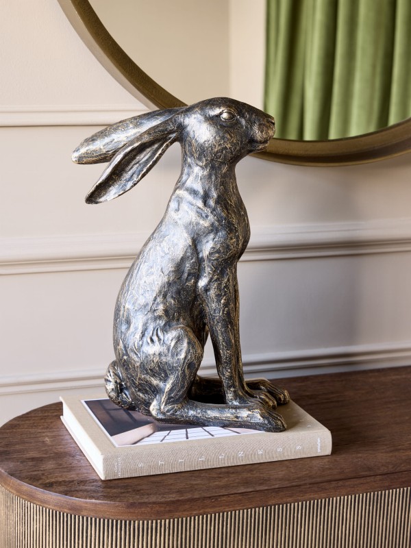 Rzeźba Hare Bronze 46 cm zając - dekoracja zając żywica