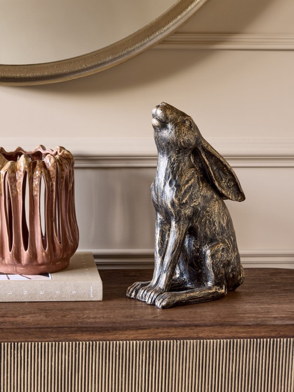 Rzeźba Hare Bronze Small 36 cm zając - dekoracja zając żywica