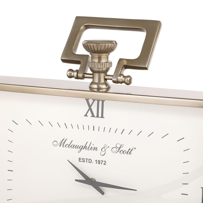 Zegar Brompton Brass - złoty zegar stojący biała tarcza 55x52 cm