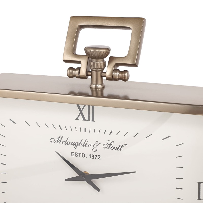 Zegar Brompton Brass S - złoty zegar stojący biała tarcza 46x43 cm