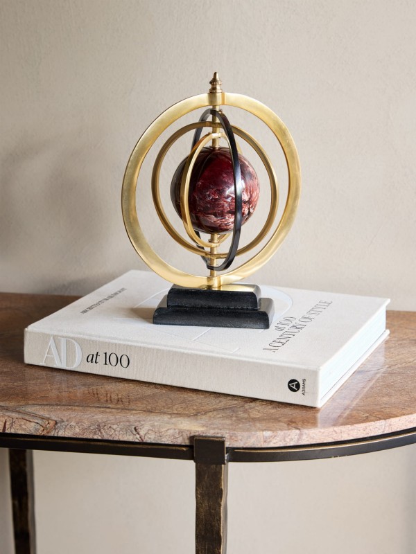 Kula armilarna/ sfera armilarna Eaton 27 cm złoto brąz aluminium dekoracja