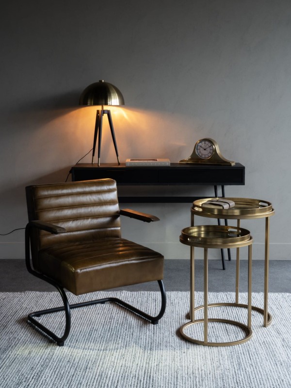 Stalowy zegar nablatowy Retro 44x20 cm złoty kominkowy mechanizm kwarcowy