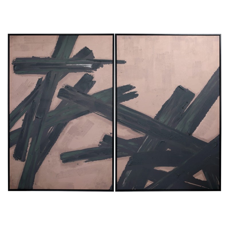 Nowoczesny obraz dwa panele Brush Taupe 160x120 cm czerń i beż abstrakcja