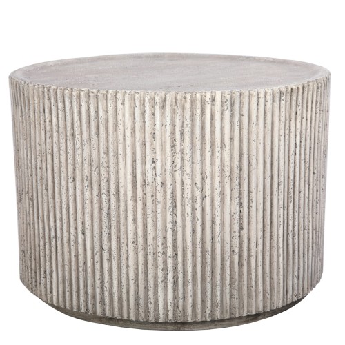Okrągły stolik kawowy Stone 67 cm – ryflowany stolik z kompozytu kamiennego
