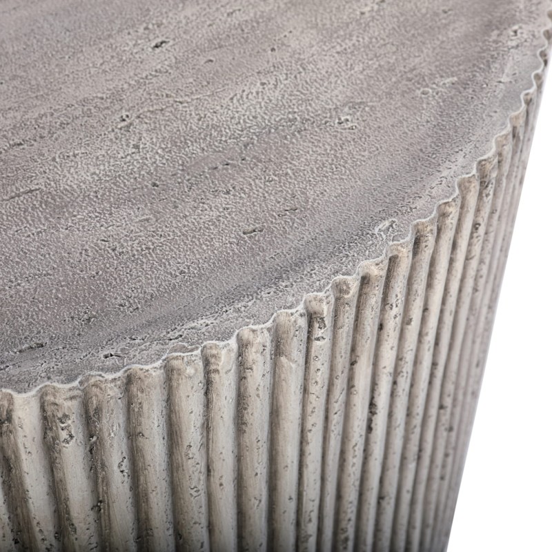 Okrągły stolik kawowy Stone 67 cm kompozyt kamienny ryflowana podstawa