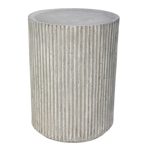 Okrągły stolik pomocniczy Stone 57 cm – ryflowany stolik z kompozytu kamiennego