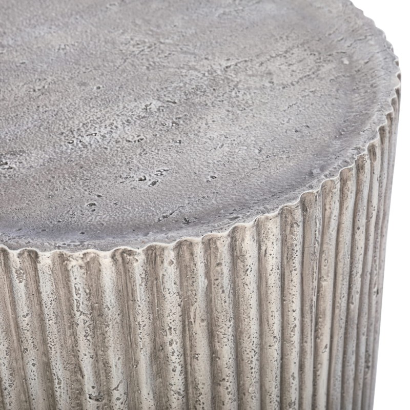 Okrągły stolik pomocniczy Stone 57 cm kompozyt kamienny ryflowana podstawa