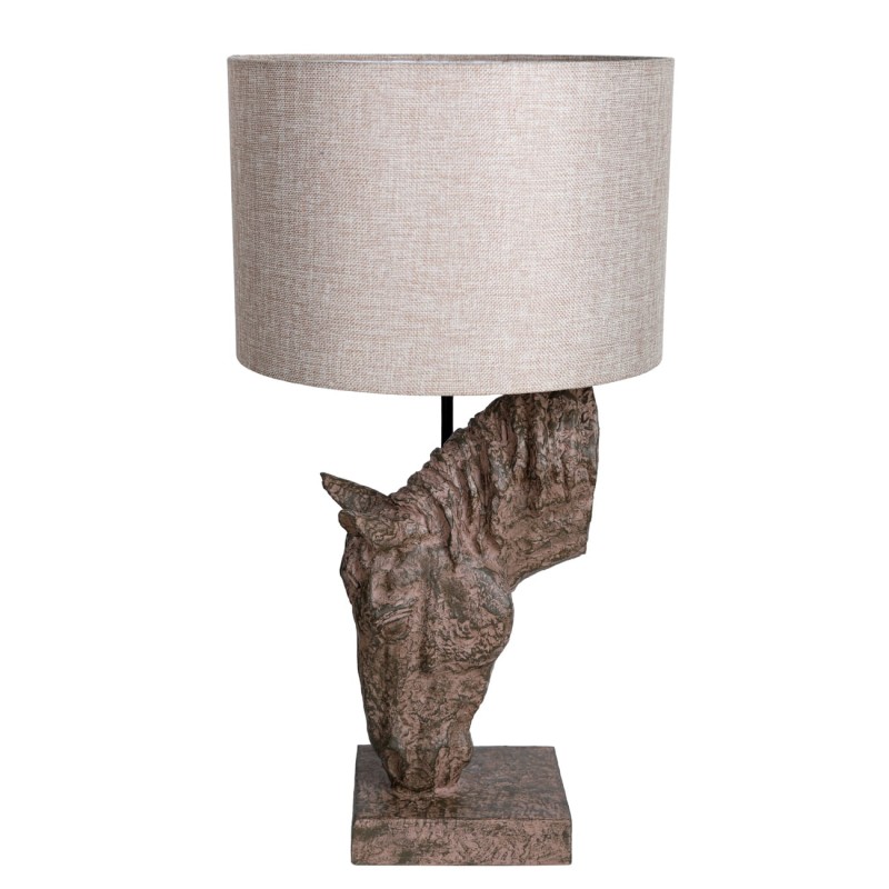 Brązowa lampa z beżowym abażurem