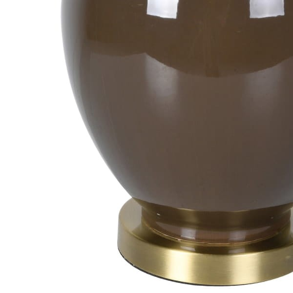 Lampa stołowa Elegance Brown 82 cm brązowa ceramiczna lampa na komodę z szarym abażurem