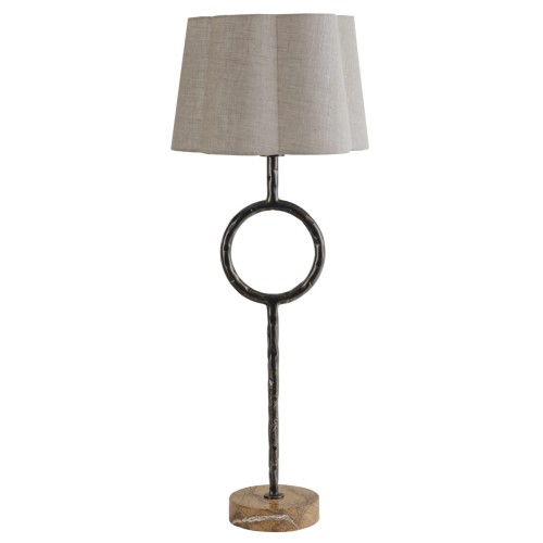 Lampa stołowa Chiswick 90 cm - lampa stołowa metalowa do salonu lniany abażur