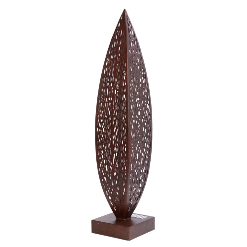 Rzeźba ogrodowa Leaf 89 cm – ażurowa rzeźba z żelaza z oświetleniem solarnym