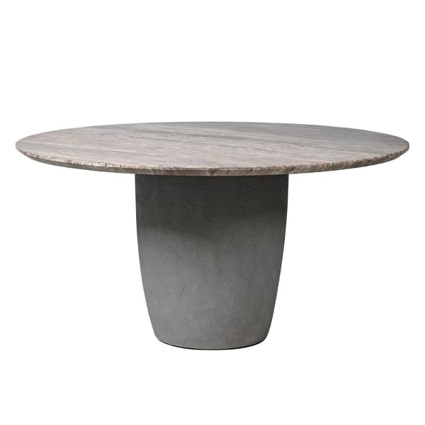 Okrągły stół do jadalni Travertine Grey 150 cm stół na jednej nodze cement trawertyn