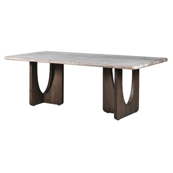 Prostokątny stół do jadalni Travertine Ash 220x100 cm szary blat drewniane nogi zdobione