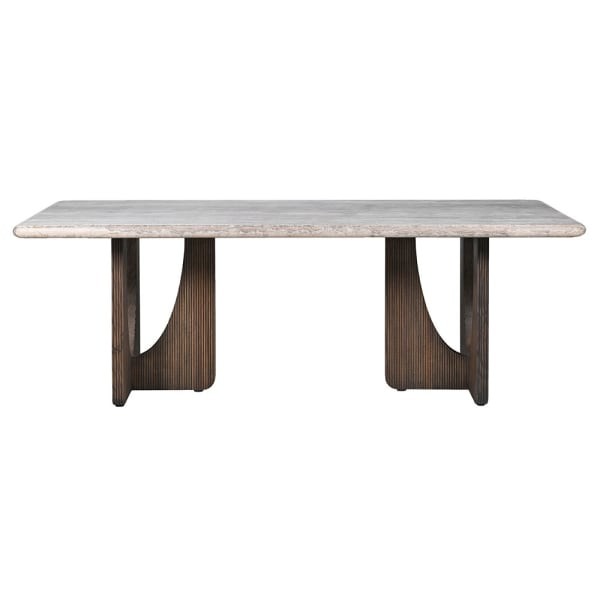 Prostokątny stół do jadalni Travertine Ash 220x100 cm szary blat drewniane nogi zdobione