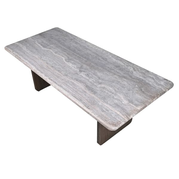 Prostokątny stół do jadalni Travertine Ash 220x100 cm szary blat drewniane nogi zdobione