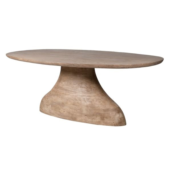 Stół do jadalni drewniany Wave 240x110 cm owalny stół z drewna akacji duży na jednej nodze