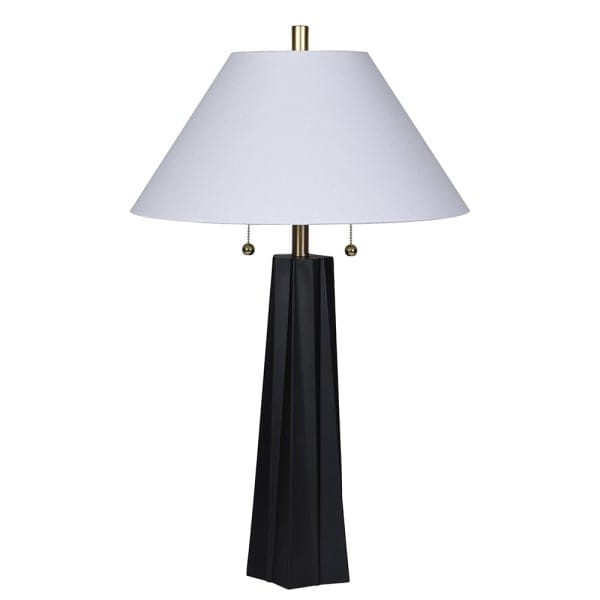 Elegancka lampa stołowa Noble 79 cm – czarna podstawa, biały abażur